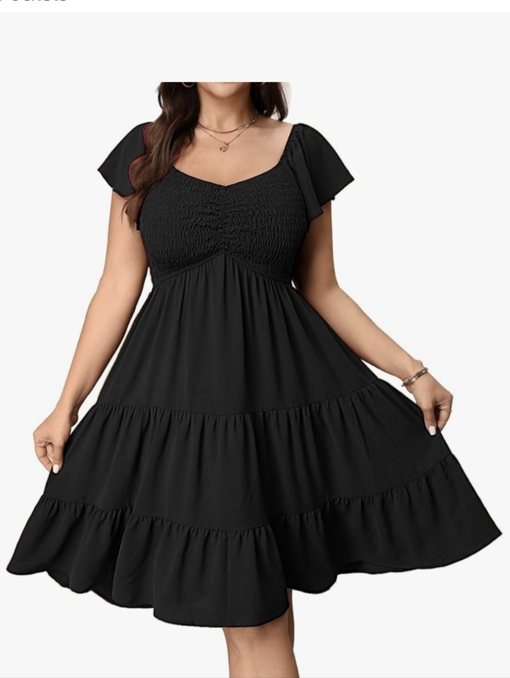 XL Plus - Smocked Tiered Midi Dress